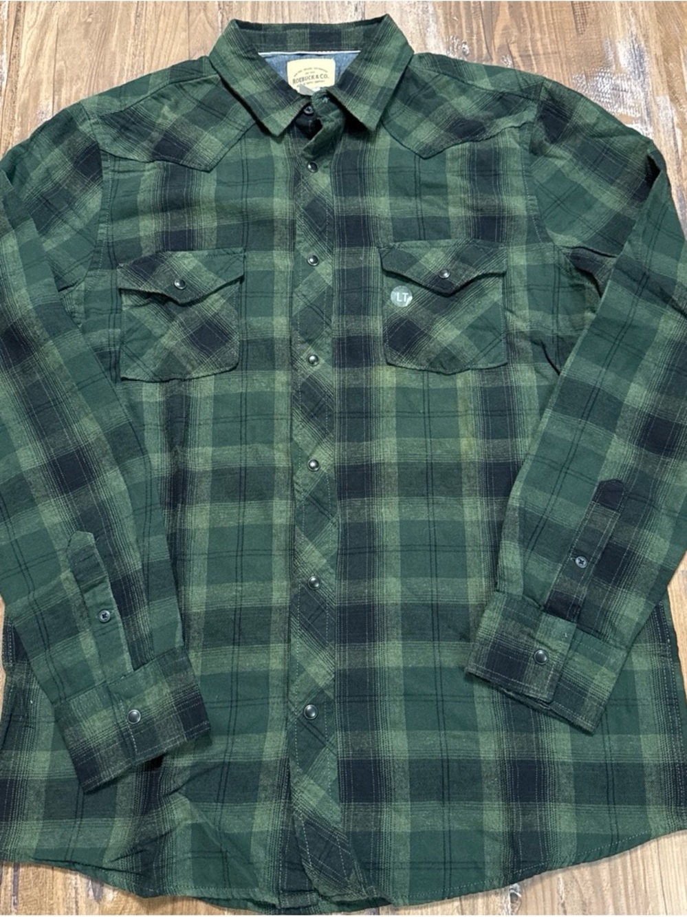 Green Plaid Men's Button-Up Shirt